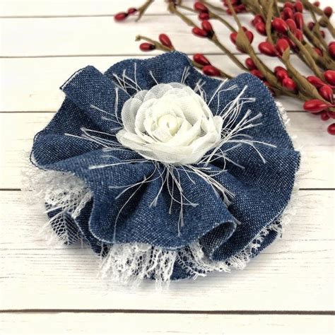 Denim Flowers For Diy Projects Flowers For Headband Home Etsy