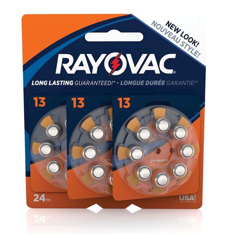 Rayovac Size 13 Hearing Aid Batteries 24 Pack L13za 24zmb