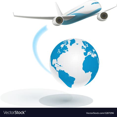 Airplane Flying Around The Globe Royalty Free Vector Image