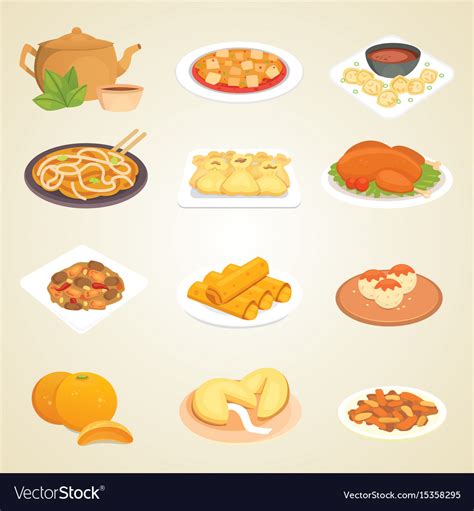 Chinese Traditional Food Dish Delicious Cuisine Vector Image
