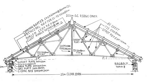 Steel Roof Truss Drawing Fink Roof Truss Drawing French Roof Truss