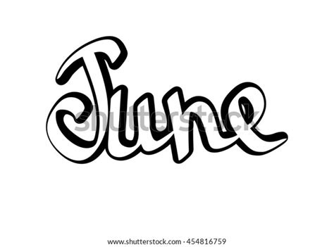 June Isolated Calligraphy Lettering Sticker Template Vector De Stock