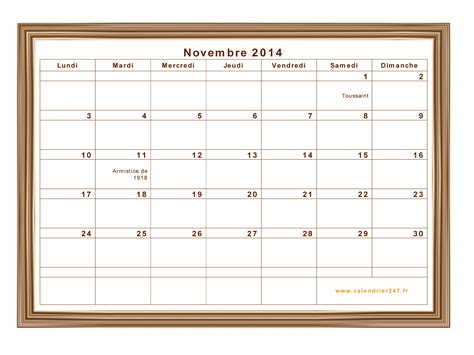 Calendrier Novembre 2014 à Imprimer Gratuit En Pdf Et Excel
