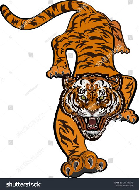 Angry Tiger Jump Color Tattoo Stock Illustration Shutterstock