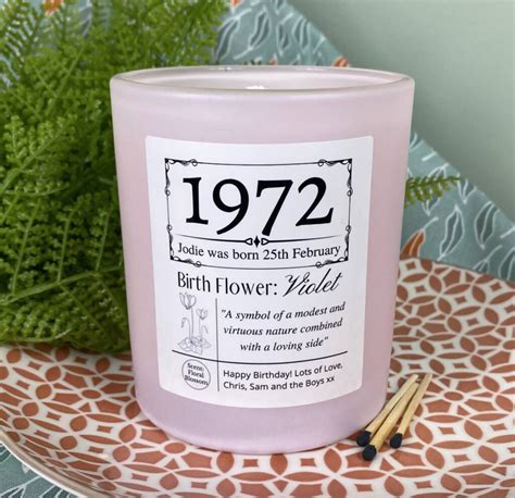 Personalised 50th Birth Flower Birthday Candle By The Fire Shack