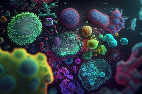 Ai Generated Medical Illustration Of Virus Bacteria Microbe Cancer Cell