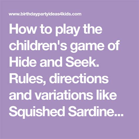 How To Play The Childrens Game Of Hide And Seek Rules Directions And