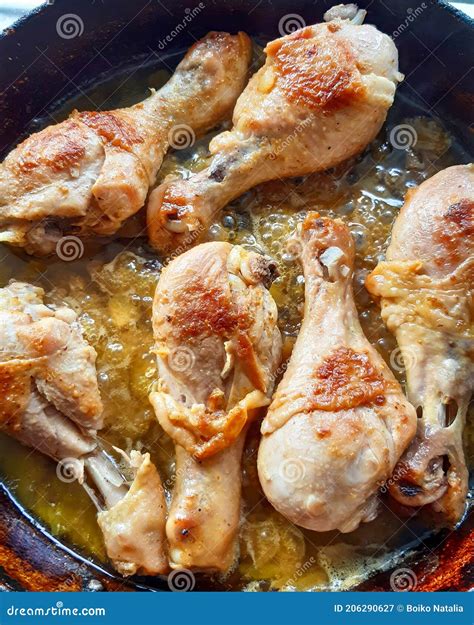 Chicken Legs Fried In A Pan Chicken Dinner Stock Image Image Of