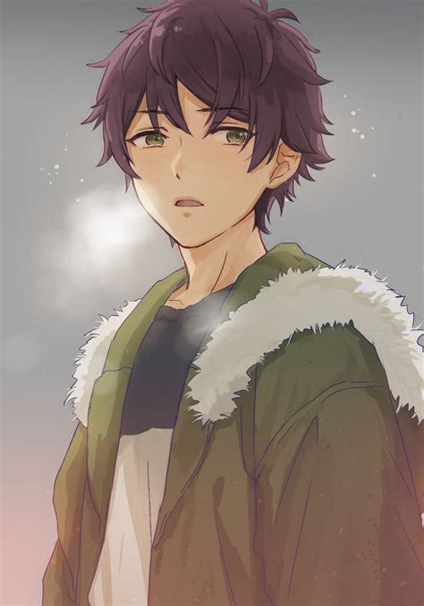 Cute anime boy with brown hair and green eyes. Pin on Charfaces Male; colorful hair