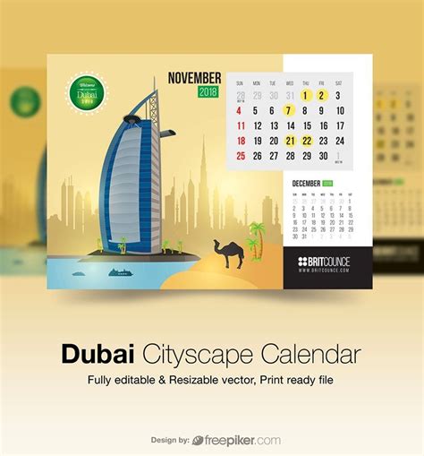 Dubai Cityscape Calendar Calendar Design Calendar Cityscape