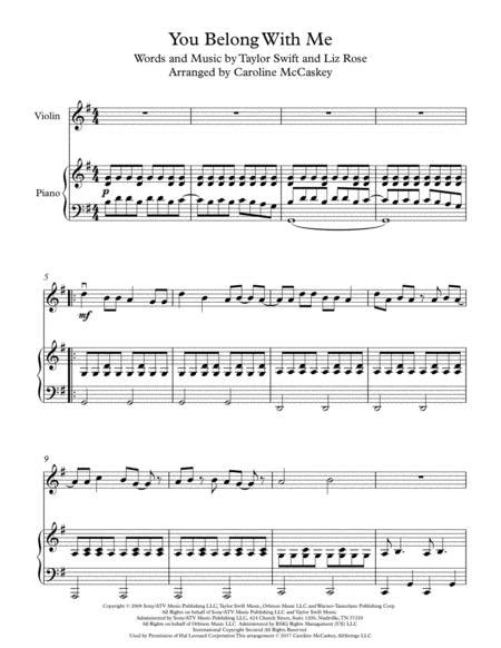 You Belong With Me Violin Solo With Piano Accompaniment Sheet Music Pdf