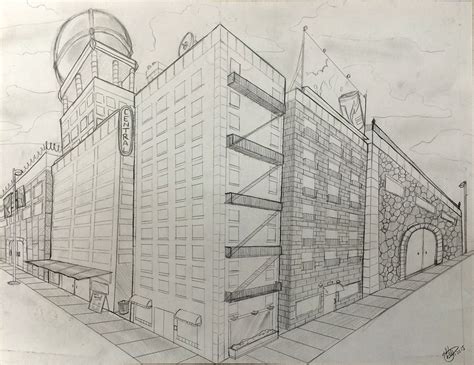 Two Point Perspective Building Drawing At Getdrawings
