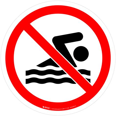 No Swimming Prohibition Iso Floor Sign