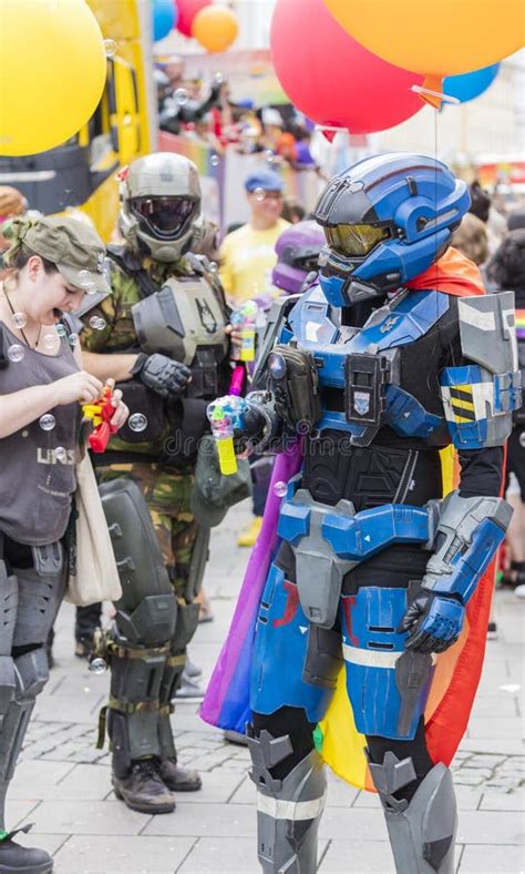 People Dressed Up In Halo Armor Suits From Microsoft Attending The Gay
