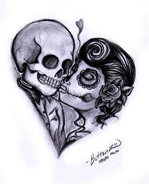 Skull Couple Tattoo On Pinterest Tattoos Tattoo Couples And Skull Skull Couple Tattoo