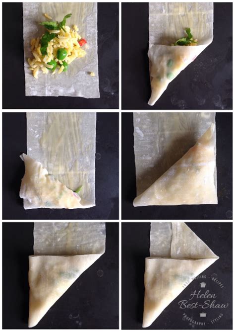 How to fold and wrap samosas and spring rolls by home cook diaries. Recipe: Easy to Make Baked Rice Samosas | Fuss Free Flavours