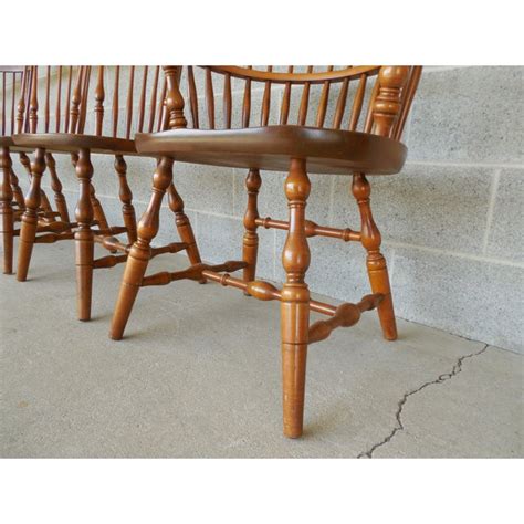 S Bent Bros Set Of 6 Colonial Windsor Fan Back Maple Chairs Chairish