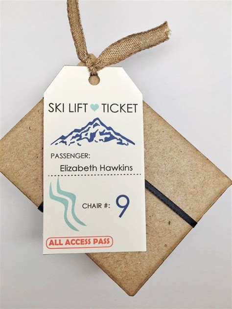 Instant Download Ski Lift Ticket Winter Wedding Mountain Etsy Ski