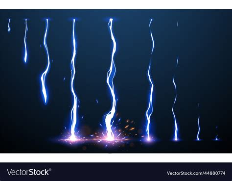 Lightning Animation Set With Sparks Royalty Free Vector