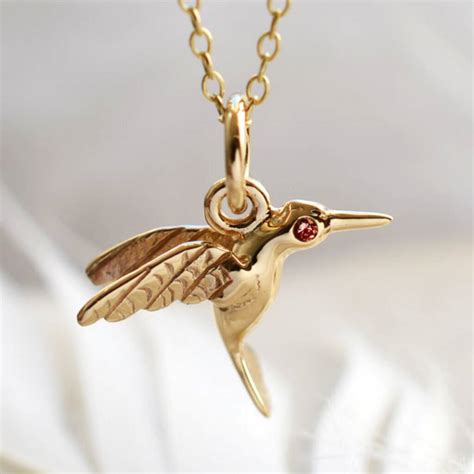 9ct Gold Hummingbird Necklace With Ruby By Lily Charmed