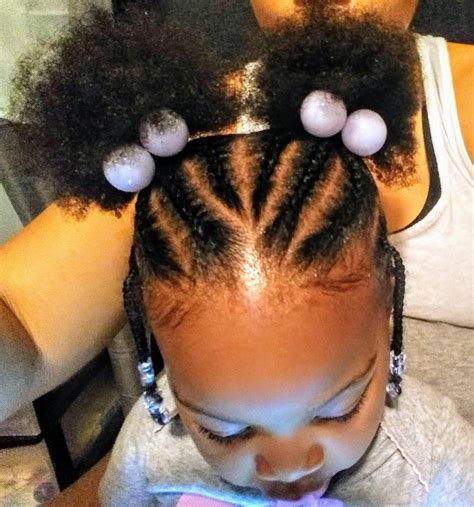 Repeat on the other side. Braids and Puffs | Baby girl hairstyles, Baby girl ...