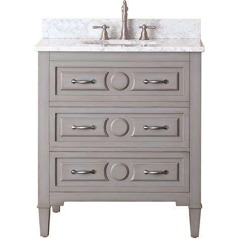 Vanity combo in ebony with natural stone vanity top in travertine and mirror. Avanity Kelly 30-inch Vanity Combo in Grayish Blue with ...