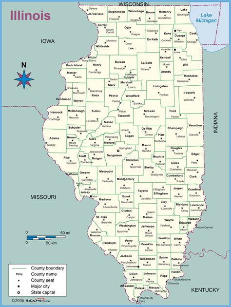 Map Of Illinois Counties With Names Towns Cities Printable
