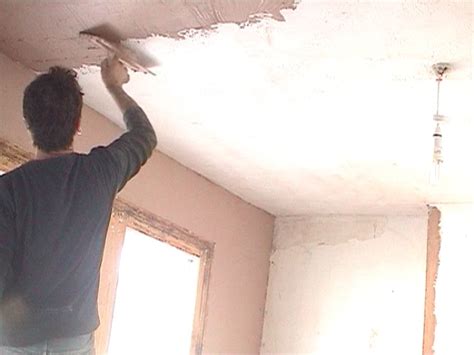 A ladder or scaffolding is used to reach. How to plaster over artex