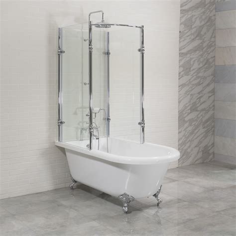 Oasis Vintage Antique Clawfoot Tub With Glass Shower Surround