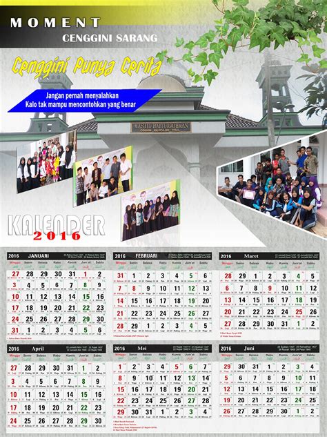 Kalender 2016 Lengkap Masehi Dan Hijriyah File Cdr