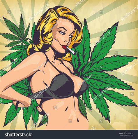 Design Vector Template With Sexy Lady Undressing And Cannabis Leafs Shutterstock