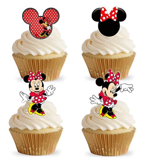 Current price $9.99 $ 9. Minnie Mouse Red Edible Stand Up Wafer Paper Cupcake Toppers