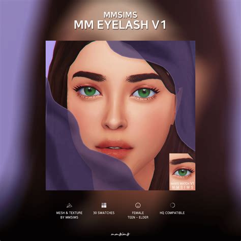 Sims 4 Eyelash Maxis Match Green V1 Micat Game