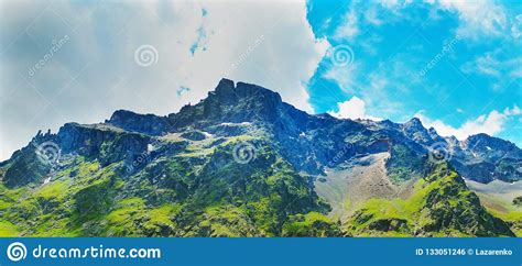 Panoramic View Of Summer Highlandalpsfrance Stock Photo Image Of