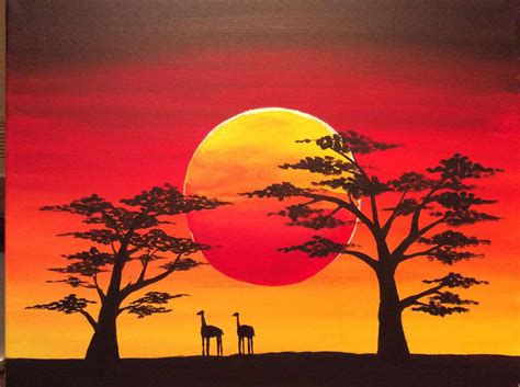 African Sunset Painting Top Painting Ideas