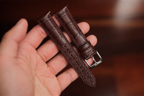 burgundy alligator leather strap