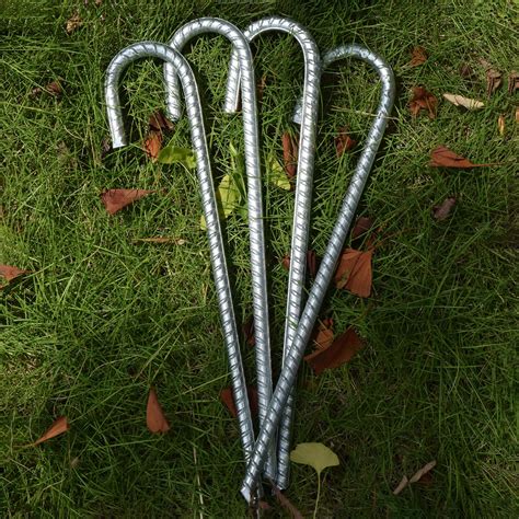 Aagut Inch Galvanized Rebar Stakes J Hook Dig Defence Fence Stakes Canopy Stakes Landscaping
