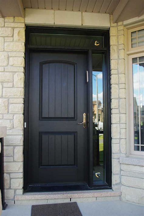 Entry Executive Fiberglass Single Solid Front Door With Rustic And Side