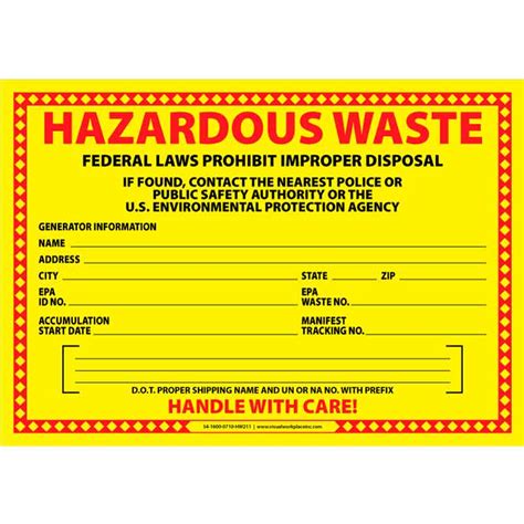 Polylabel Hazardous Waste Federal Law Prohibits Improper Disposal