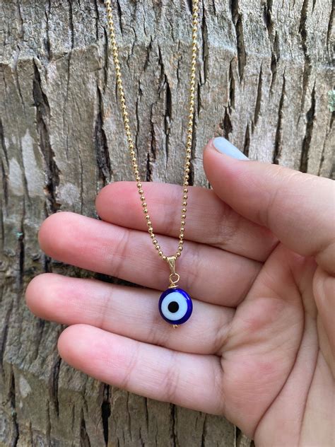 Evil Eye Necklace Blue Evil Eye Bead Evil Eye Charm Etsy Evil Eye