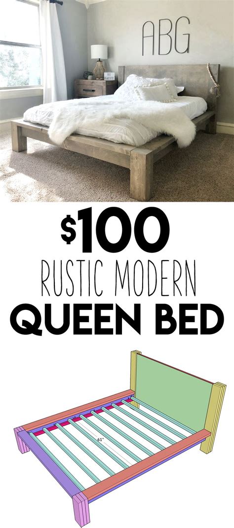 Diy 100 Rustic Modern Queen Bed Free Plans And Tutorial Modern Queen