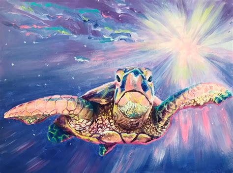 Be Mulder To My Scully Turtle Painting Canvas Sea Turtle Painting