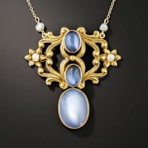 Art Nouveau Moonstone Pendant Necklace