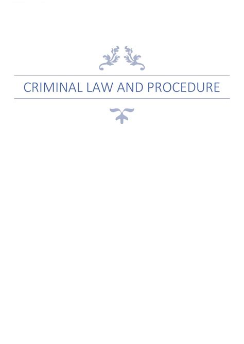 Criminal Law And Procedure Exam Notes 70114 Criminal Law And