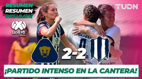 Resumen Y Goles Pumas 2 2 Monterrey Liga Mx Femenil CL 2020 J 3
