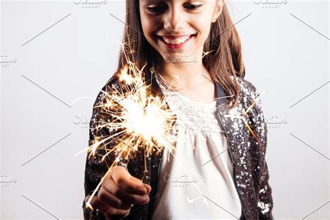 Little Girl With Sparkler Stock Photo Containing Child And Girl Girls
