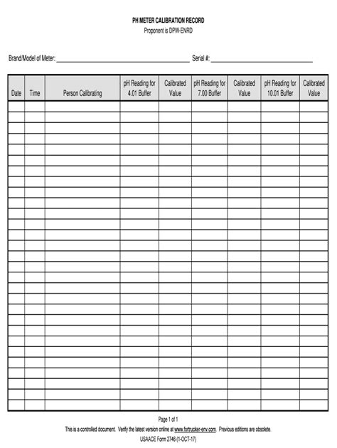 Ph Meter Calibration Record Form Fill Out And Sign Online Dochub