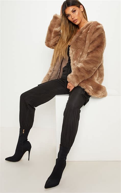 Brown Midi Faux Fur Coat Coats And Jackets Prettylittlething