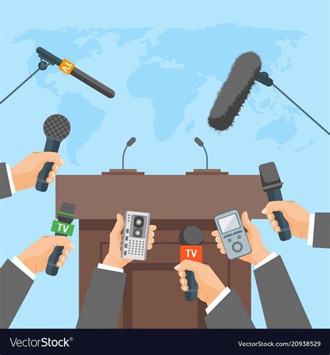 Cartoon Press Conference Card Poster News or Interviews Concept Scene