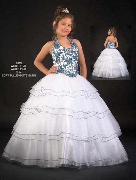 Halter Beaded Girls National Pageant Ball Gown